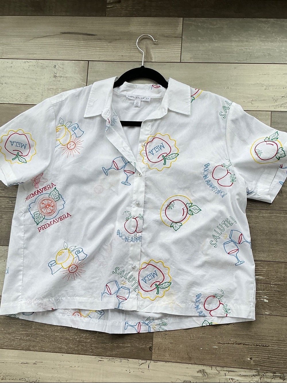 Jane Delancey White Button-Up Shirt L